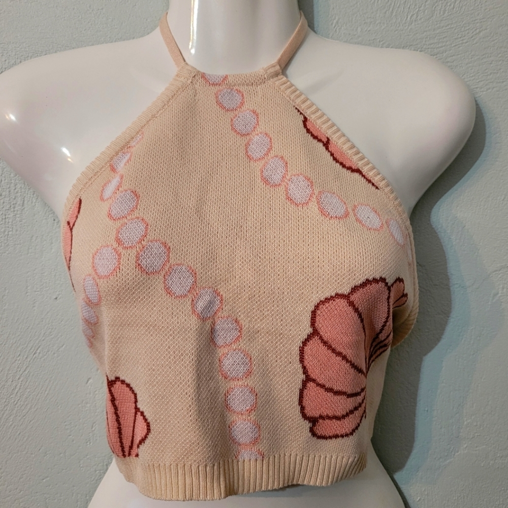 Unique Beachy Bohemian Knit Halter Top